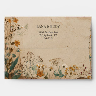 Beige Border Rustic Boho Wildflower Envelope