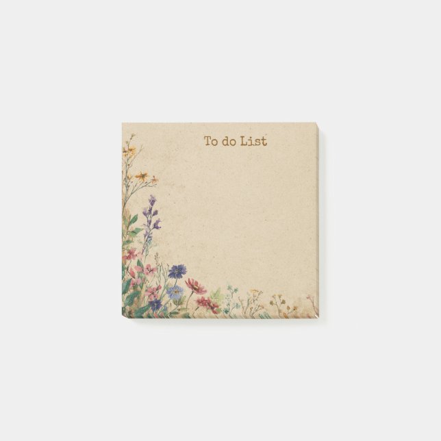Beige Border Rustic Boho Wildflower  Post-it Notes (Front)