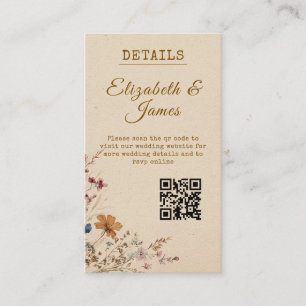 Beige Border Rustic Boho Wildflower Wedding Enclosure Card