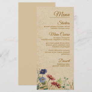 Beige Border Rustic Boho Wildflower Wedding Menu