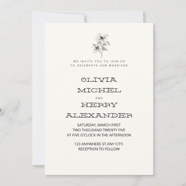 BEIGE BOTANIC CLASSY INVITATION (Front)