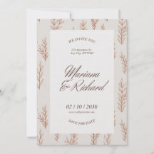 Beige Botanical Boho Wedding Invitation