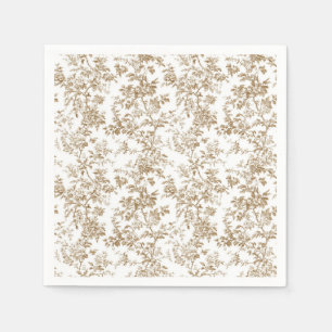 Beige Botanical Floral Clusters Cocktail Napkins