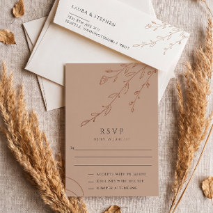 Beige Botanical Wedding RSVP Card