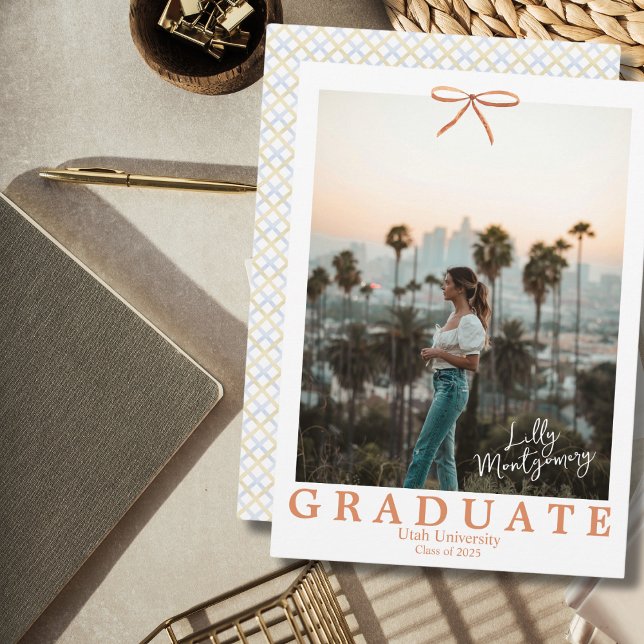 Beige Bow Coquette Trellis Graduation Announcement (Creator Uploaded)