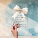 Beige bow elegant clear Sweet 16 luxury Acrylic Invitations<br><div class="desc">A clear,  transparent background,  decorated with a beige,  cream coloured large bow. Personalise and add a name and party details.</div>