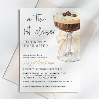 Beige Bow Espresso Martini Bridal Shower Invitation