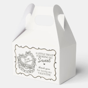 Beige Bow Heart Coquette Cake Valentine Party Favour Box