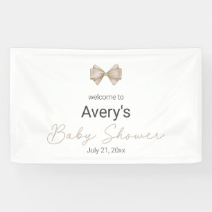 Beige Bow Modern Boho Baby Shower  Banner