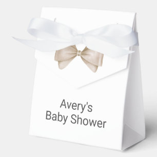 Beige Bow Modern Boho Baby Shower Favour Box