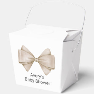 Beige Bow Modern Boho Baby Shower Favour Box