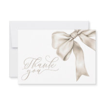 Beige Bow Neutral Baby Shower Thank You Card