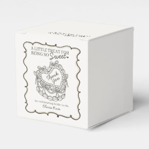 Beige Bow Retro Heart Coquette Cake Bridal Shower Favour Box