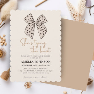 Beige bow She'sTying the Knot Bridal Shower  Invitation