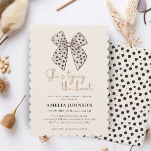 Beige bow She'sTying the Knot Bridal Shower  Invitation