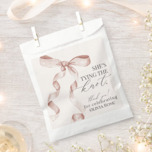 Beige Bow Tying the Knot Bridal Shower Dessert Favour Bag
