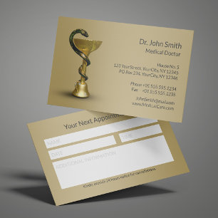 Beige Bowl Snake Hygieia Gold Medical Reminder Appointment Card