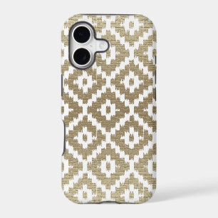 Beige Brick Aztec Tribal Print Ikat Diamond Pattrn