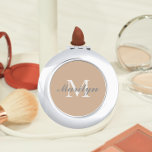 Beige Bridesmaid Initial and Name Compact Mirror<br><div class="desc">A personalised compact mirror for your wedding bridesmaid or maid of honour that has her initial and name on a trendy,  beige colour background. Edit to replace initial and name. Select your compact mirror style.</div>