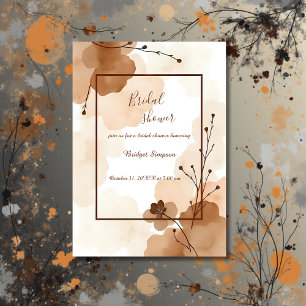 beige brown abstract Rustic boho Bridal Shower Invitation