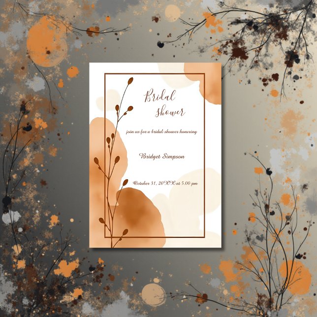 beige brown abstract Rustic boho Bridal Shower Invitation (Creator Uploaded)