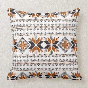 Beige brown and black tribal pattern cushion
