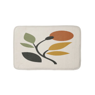 Beige, Brown and Green Botanical Bath Mat