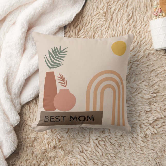 Beige Brown Bohemian Square Pillow (Blanket)