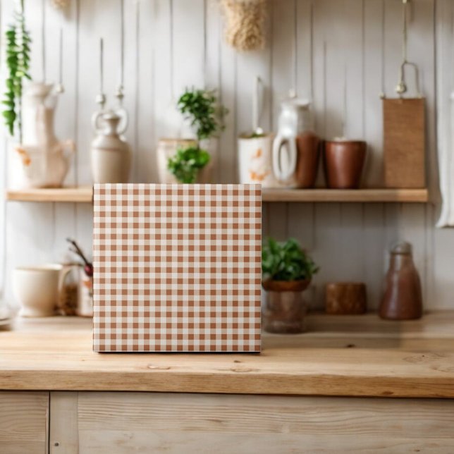 Beige Brown Buffalo Plaid Holiday Ceramic Tile (Creator Uploaded)