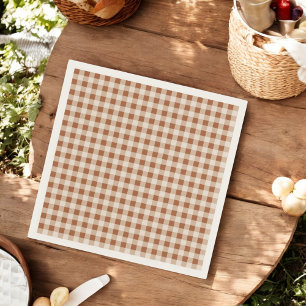 Beige Brown Buffalo Plaid Holiday Napkin