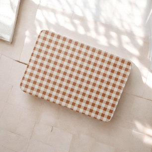 Beige Brown Buffalo Plaid Rustic Bathroom Charm Bath Mat