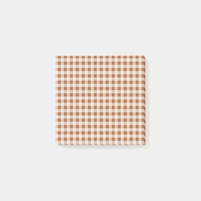 Beige Brown Buffalo Plaid Rustic Reminders Post-it Notes (Front)