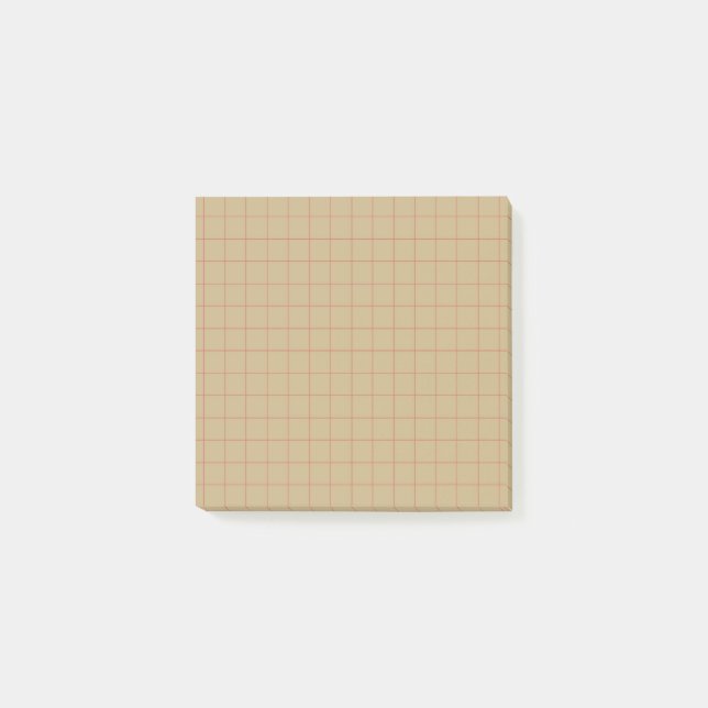 Beige Brown Chequered Pattern Neutral Grid Design  Post-it Notes (Front)