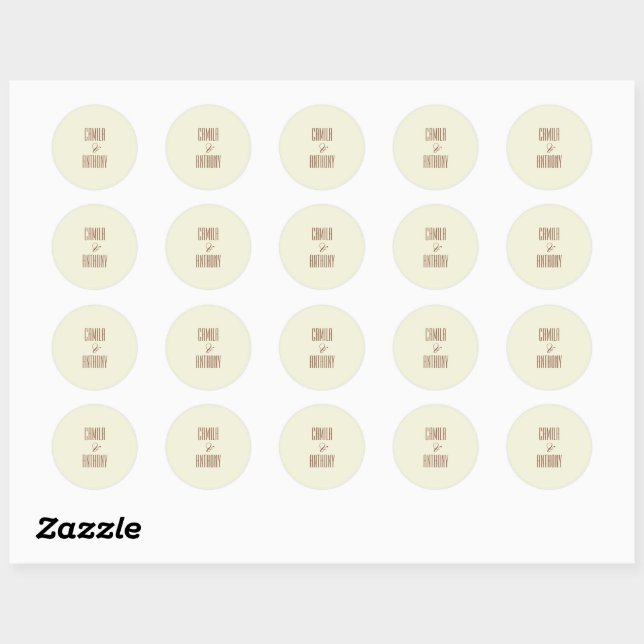 Beige Brown Classic Round Sticker (Sheet)