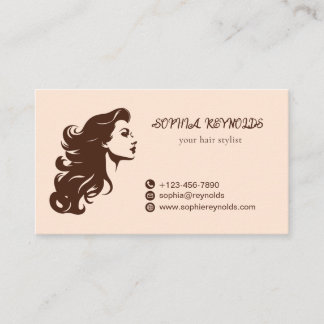 Beige Brown Elegant Hair Salon Business Card