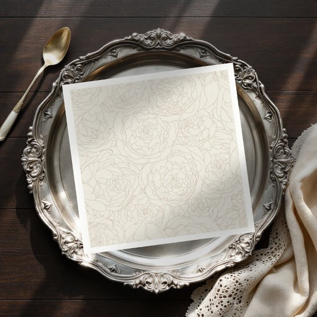 Beige brown elegant roses wedding napkins  (Creator Uploaded)