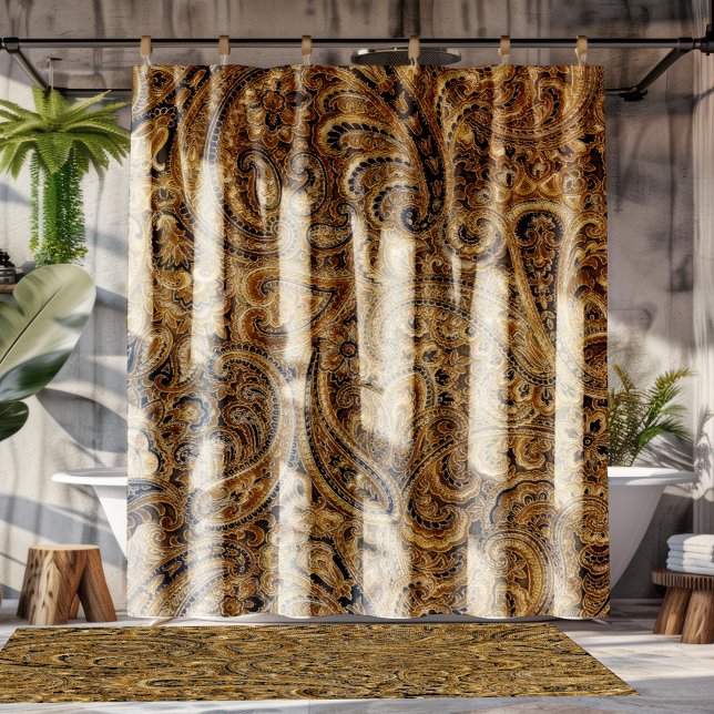 Beige & Brown Floral Paisley Pattern Shower Curtain (Creator Uploaded)