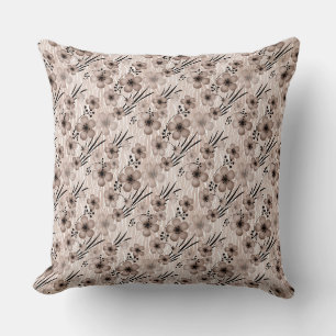 Beige brown flowers pattern on tiger background re cushion