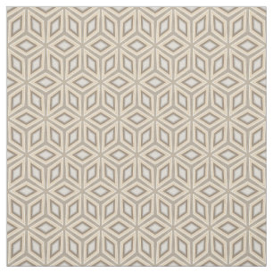 Beige Brown Geometric Retro Stars Cubes Pattern Fabric