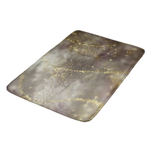 Beige Brown Gold Glitter Glam 1 Bath Mat