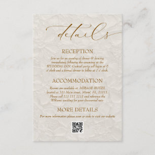 Beige Brown MInimal Elegant Wedding Details Enclosure Card