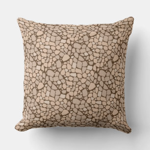 Beige Brown mosaic tile abstract pattern Cushion