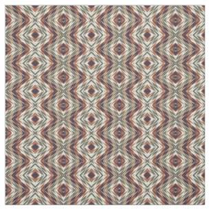 Beige Brown Olive Green Aztec Mosaic Pattern Fabric