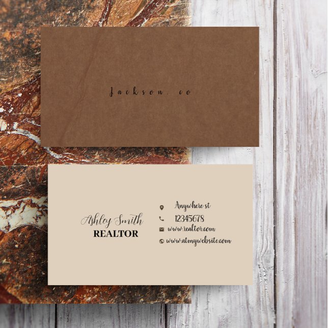 Beige brown personalised  business card (Creator Uploaded)