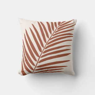 Beige Brown Terracotta Palm Leaf Tropical Cushion