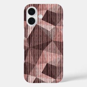 Beige, brown textured polygonal iPhone 16 case