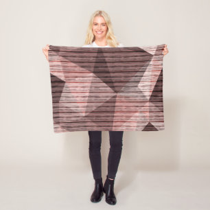 Beige, brown textured polygonal fleece blanket