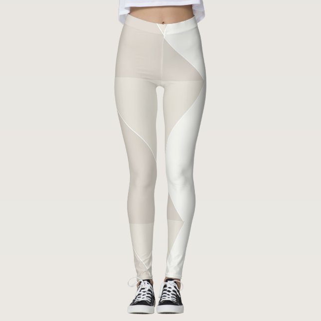 Beige Brown White Pastel Colours Modern Elegant Leggings (Front)