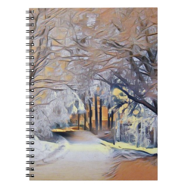 Beige Brown Yellow Winter Scenery Watercolor Notebook (Front)