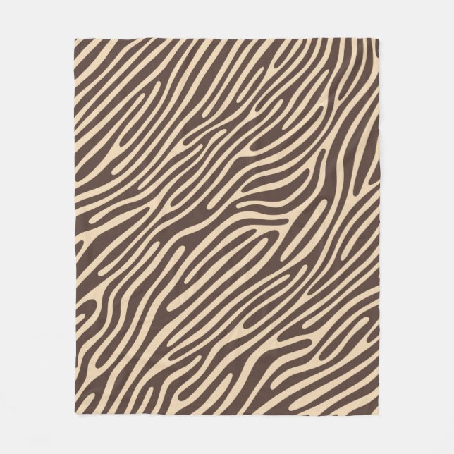 beige brown zebra strip fleece blanket (Front)